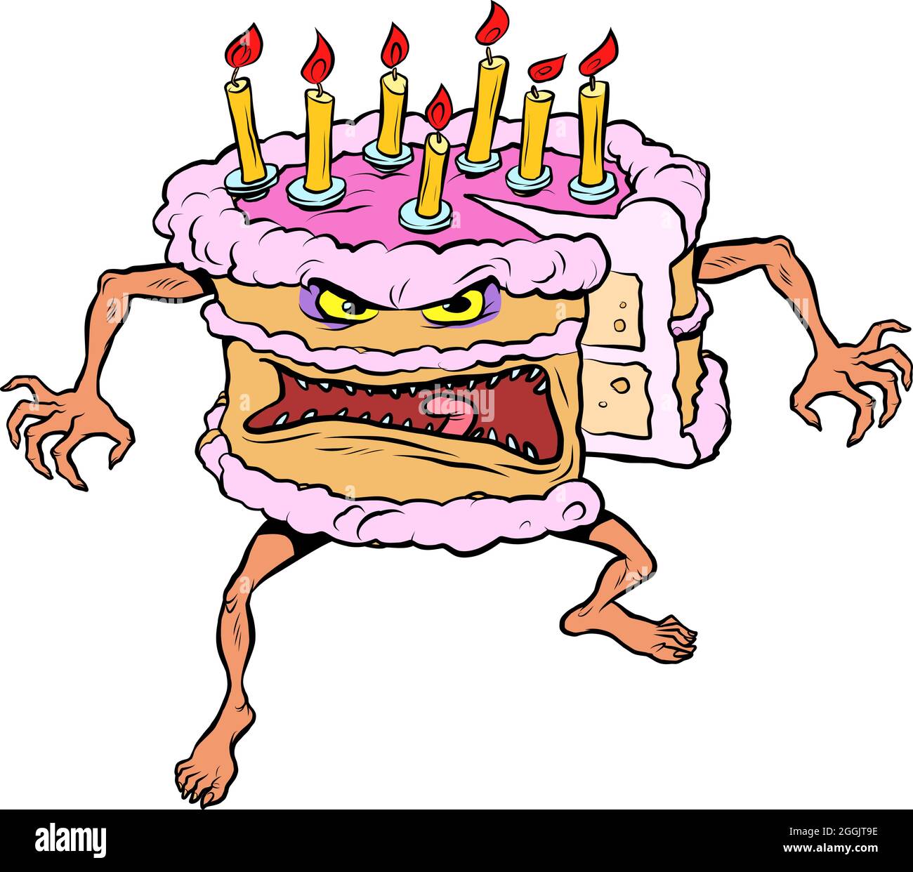 Gateau Rigolo En Colere Un Mauvais Anniversaire De Vacances Caractere Patissier Image Vectorielle Stock Alamy