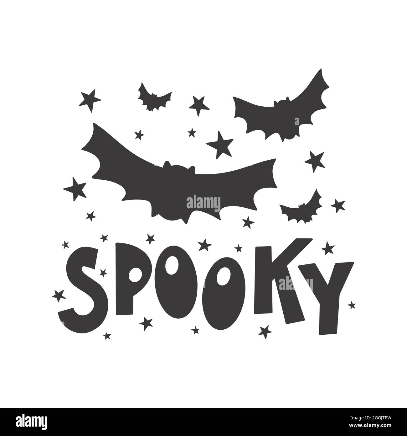 Halloween , Spooky - Silhouette texte bannière dessinée à la main calligraphie créative et brosse stylo lettrage. Design pour les vacances carte de voeux et invitation, Illustration de Vecteur