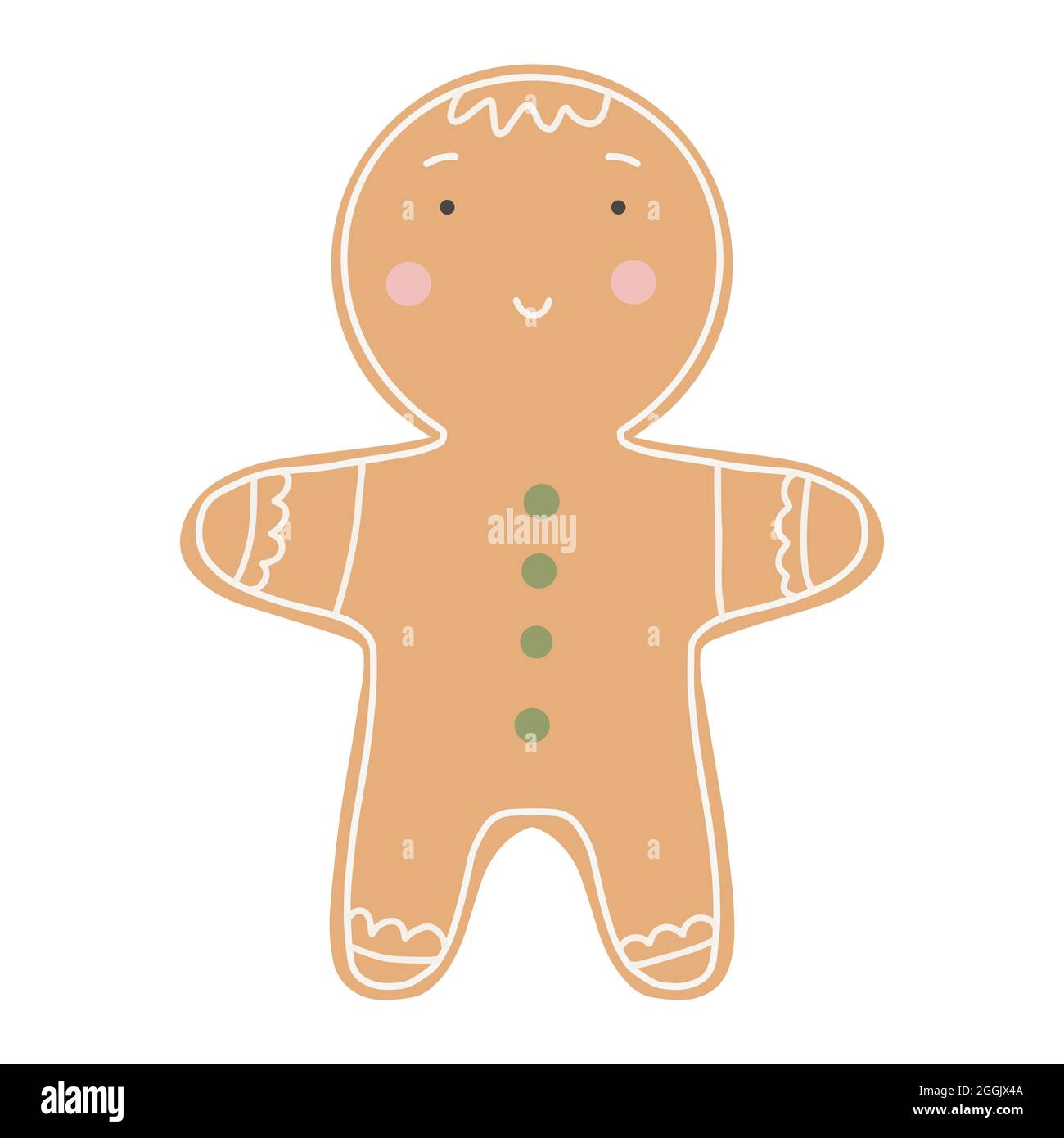 Biscuit mignon d'homme de pain d'épice. Bonne décoration de nouvel an. Joyeux noël. Nouvel an et fête de Noël Illustration de Vecteur