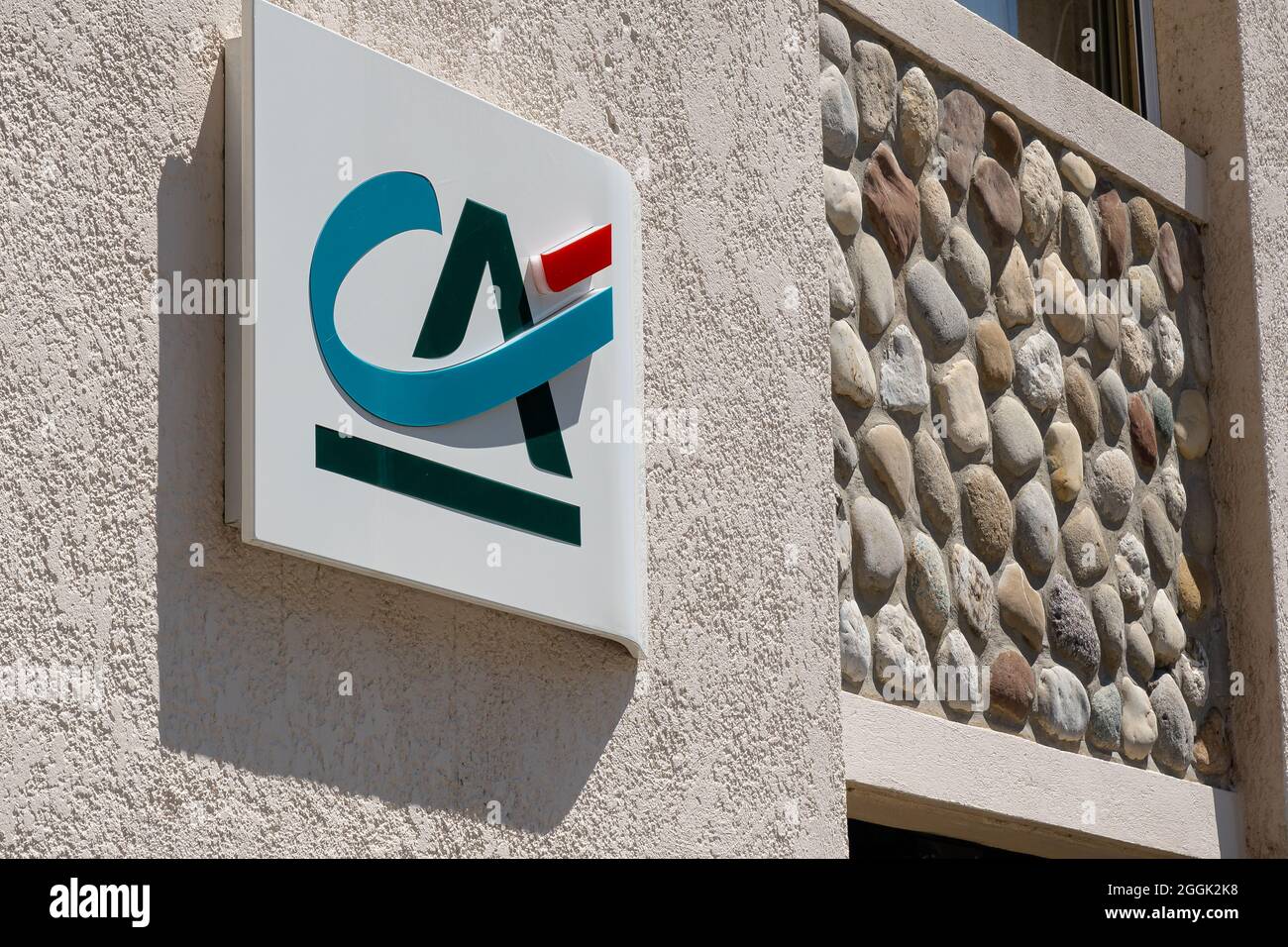 Sisteron, France - 7 juillet 2020 : crédit bancaire agricole à Sisteron Banque D'Images