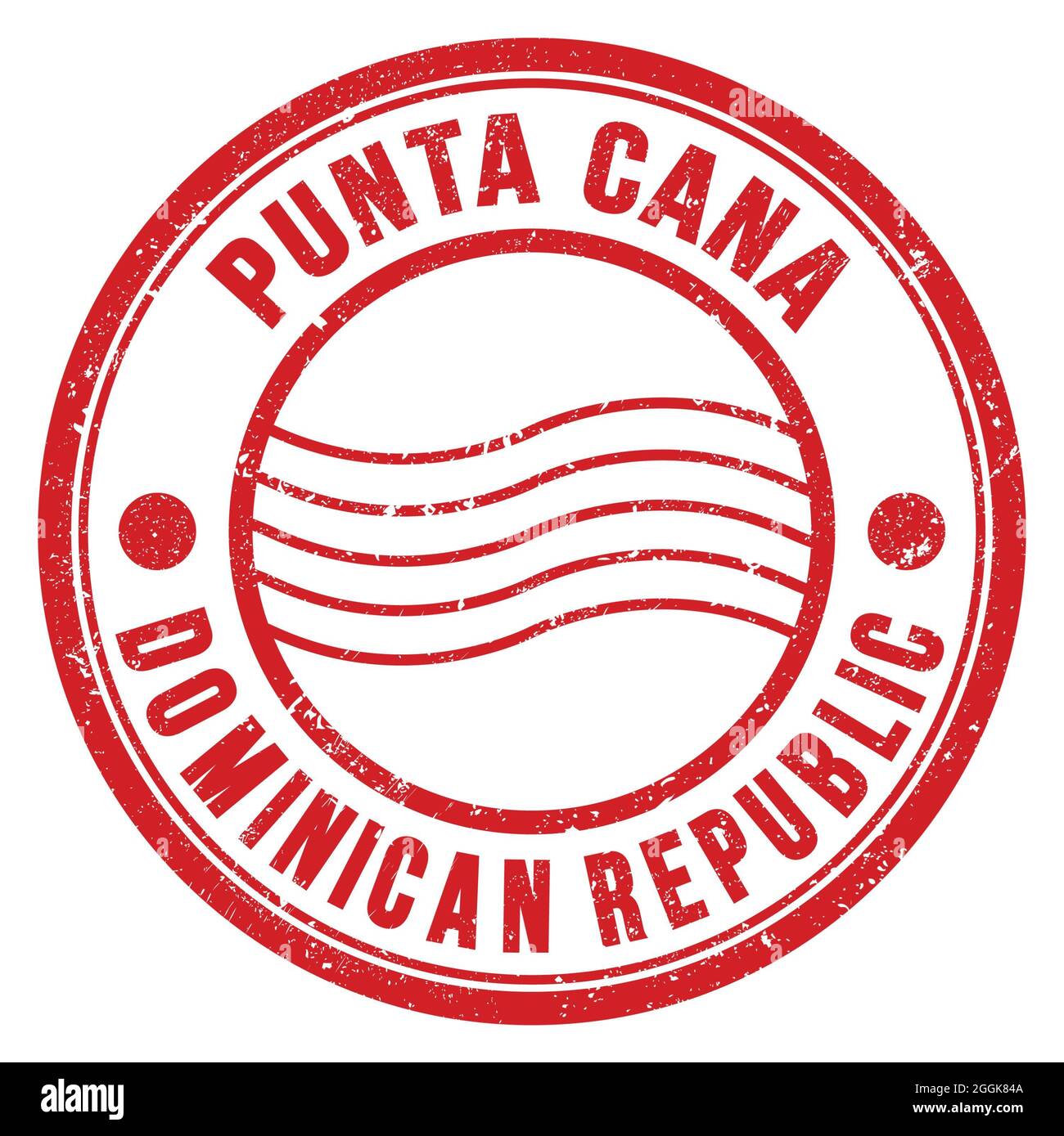 PUNTA CANA - RÉPUBLIQUE DOMINICAINE, mots écrits sur le timbre postal rond rouge Banque D'Images