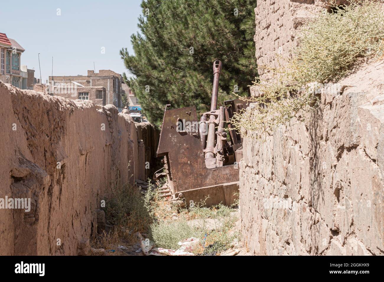 Un Soviet tank détruit, Herat, Afghanistan Banque D'Images