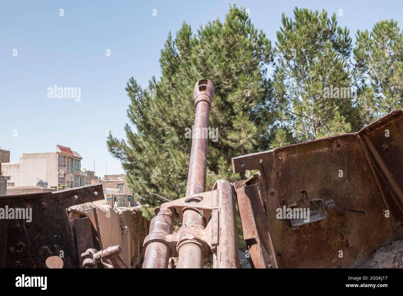 Un Soviet tank détruit, Herat, Afghanistan Banque D'Images