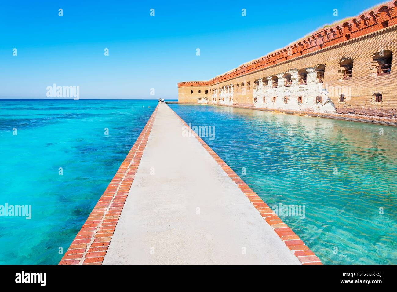 Jetée entourant fort Jefferson, parc national Dry Tortugas, Floride, États-Unis Banque D'Images