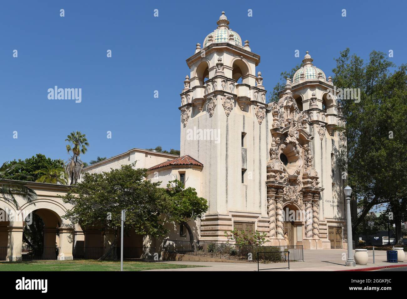 SAN DIEGO, CALIFORNIE - 25 AOÛT 2021 : Casa del Prado Theatre dans le parc Balboa. Banque D'Images