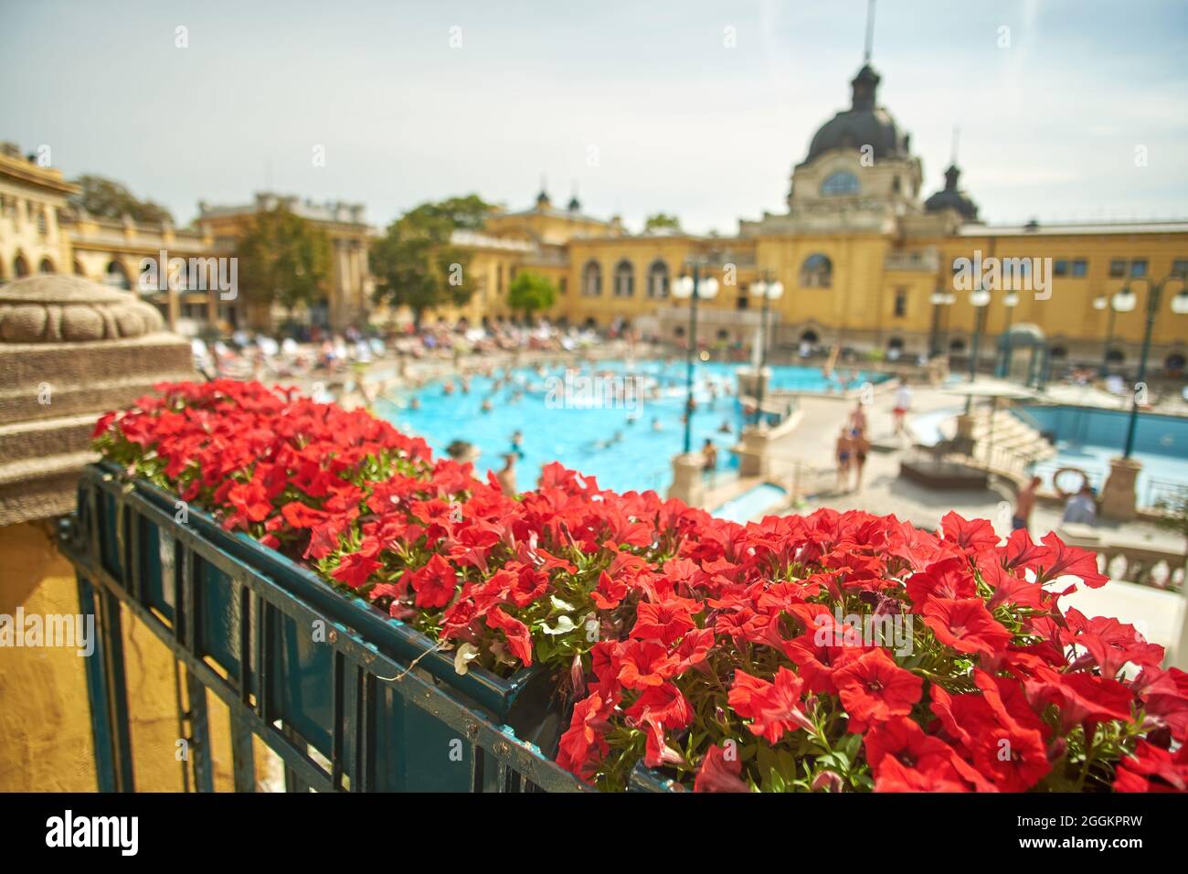 Budapest, Hongrie. 01 août 2021 : bains de Szechenyi à Budapest, Hongrie. Banque D'Images