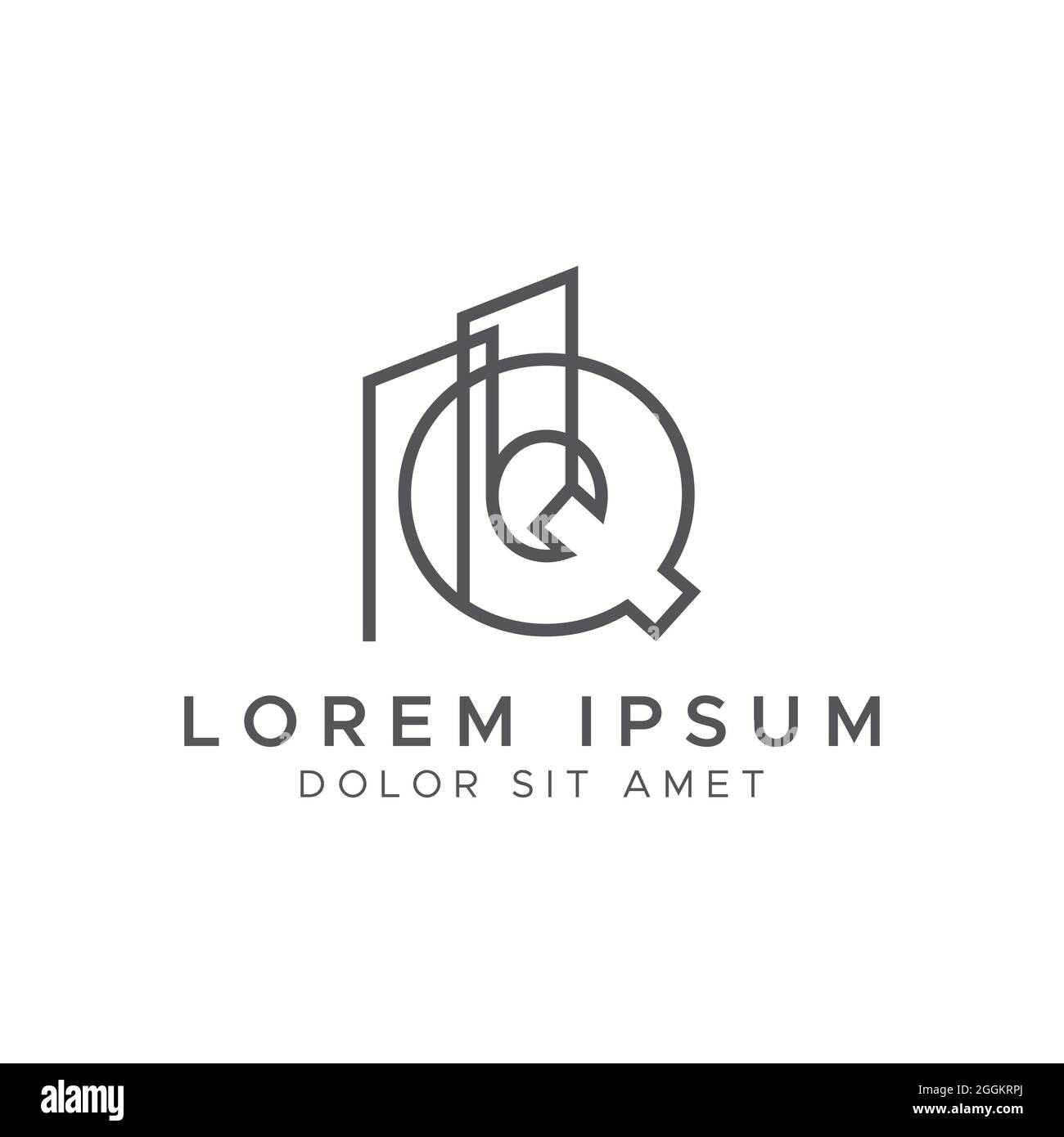 Modèle de conception du logo de l'illustration vectorielle de la lettre Q Line initiale Image