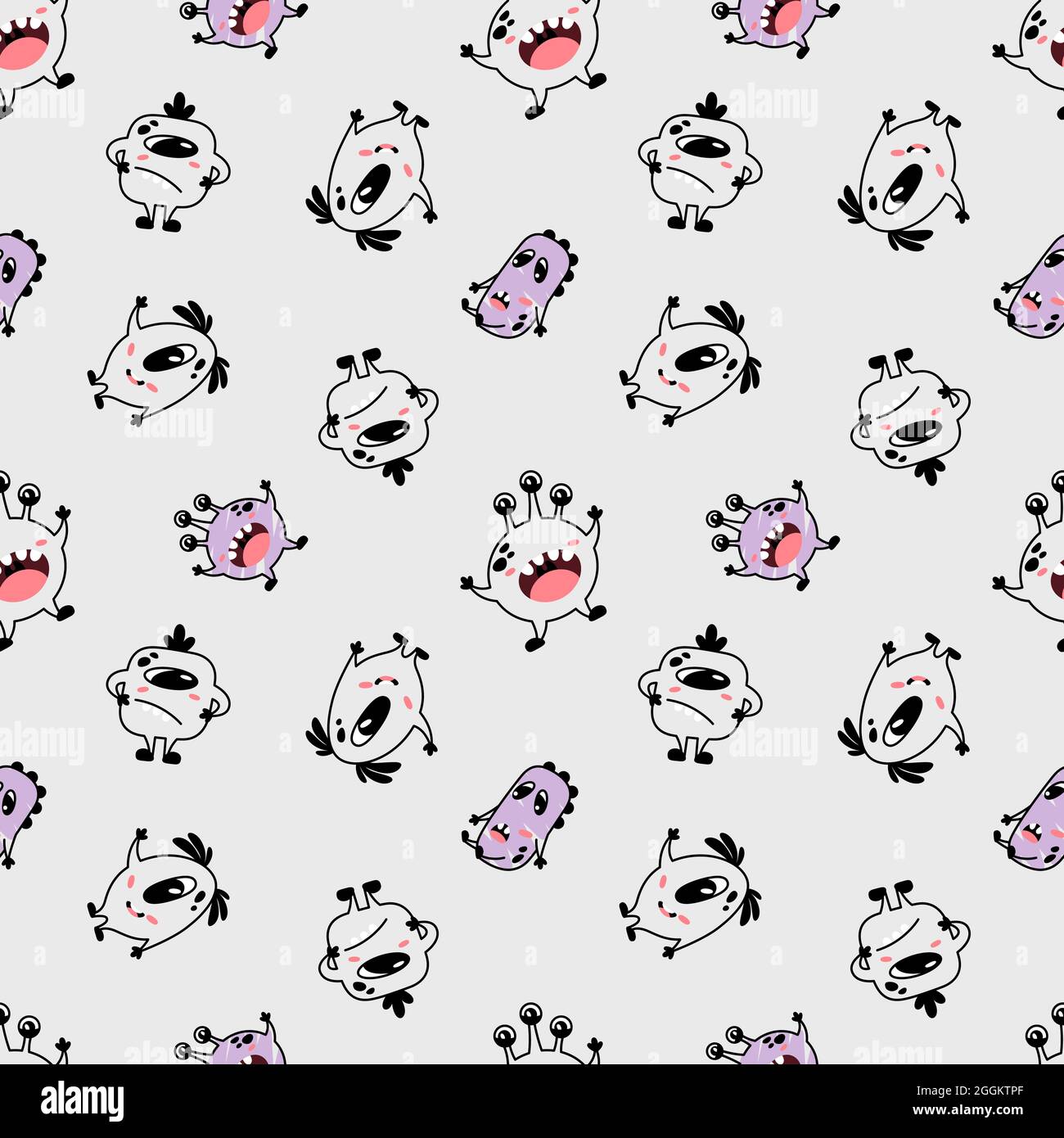 Motif de dessin animé sans couture avec monstres émotionnels cool. Imprimé pour les vêtements pour enfants, les textiles pour bébés, les housses pour ordinateurs portables, le papier peint de la chambre des garçons, les enfants Illustration de Vecteur