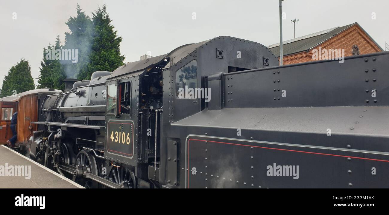 Train à vapeur et pullman carraiges, Kiddetrminster 29, 08,2021. Kidderminster à Bridgenorth, chemin de fer de la vallée de Severn, Angleterre Royaume-Uni, l'explorateur Banque D'Images