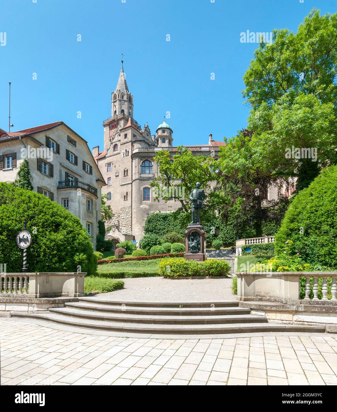 Allemagne, Bade-Wurtemberg, Sigmaringen, Prince Karl Anton von Hohenzollern-Sigmaringen, 1811-1885, monument sur Karl-Anton-Platz sur Fürst-Wilhelm-Strasse. Banque D'Images