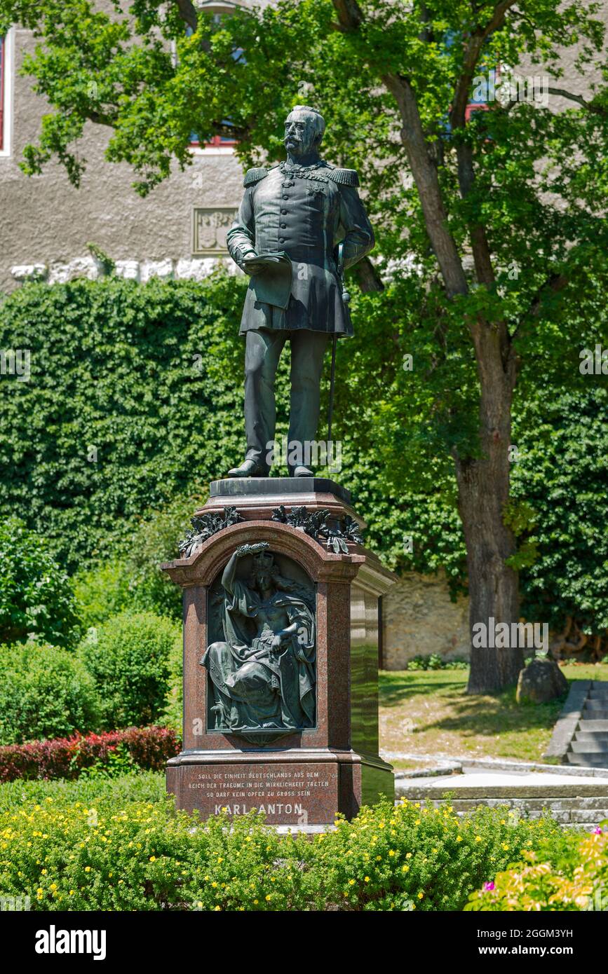 Allemagne, Bade-Wurtemberg, Sigmaringen, Prince Karl Anton von Hohenzollern-Sigmaringen, 1811-1885, monument sur Karl-Anton-Platz sur Fürst-Wilhelm-Strasse. Banque D'Images