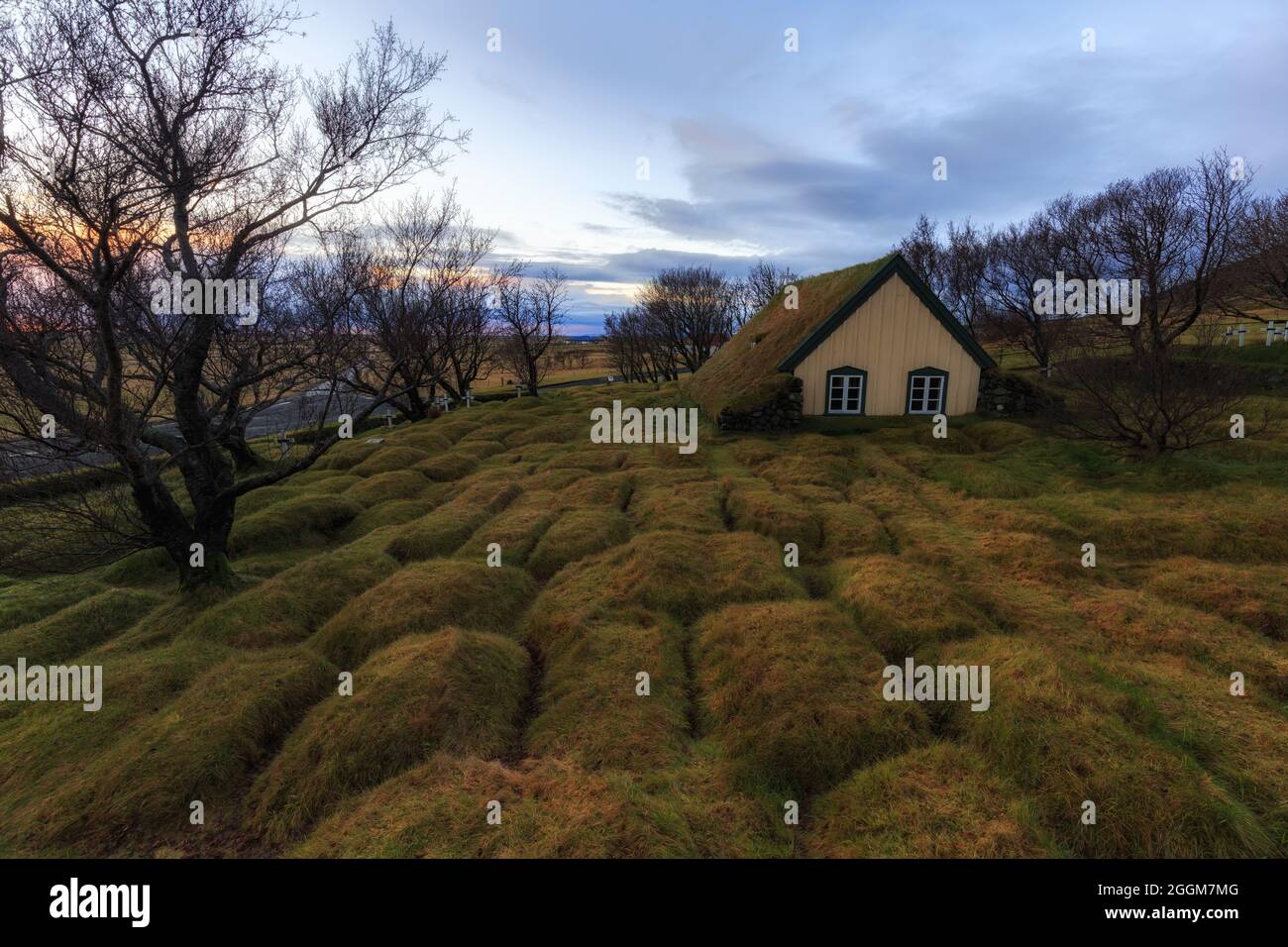 Ancienne église dans le sud de l'Islande. Banque D'Images