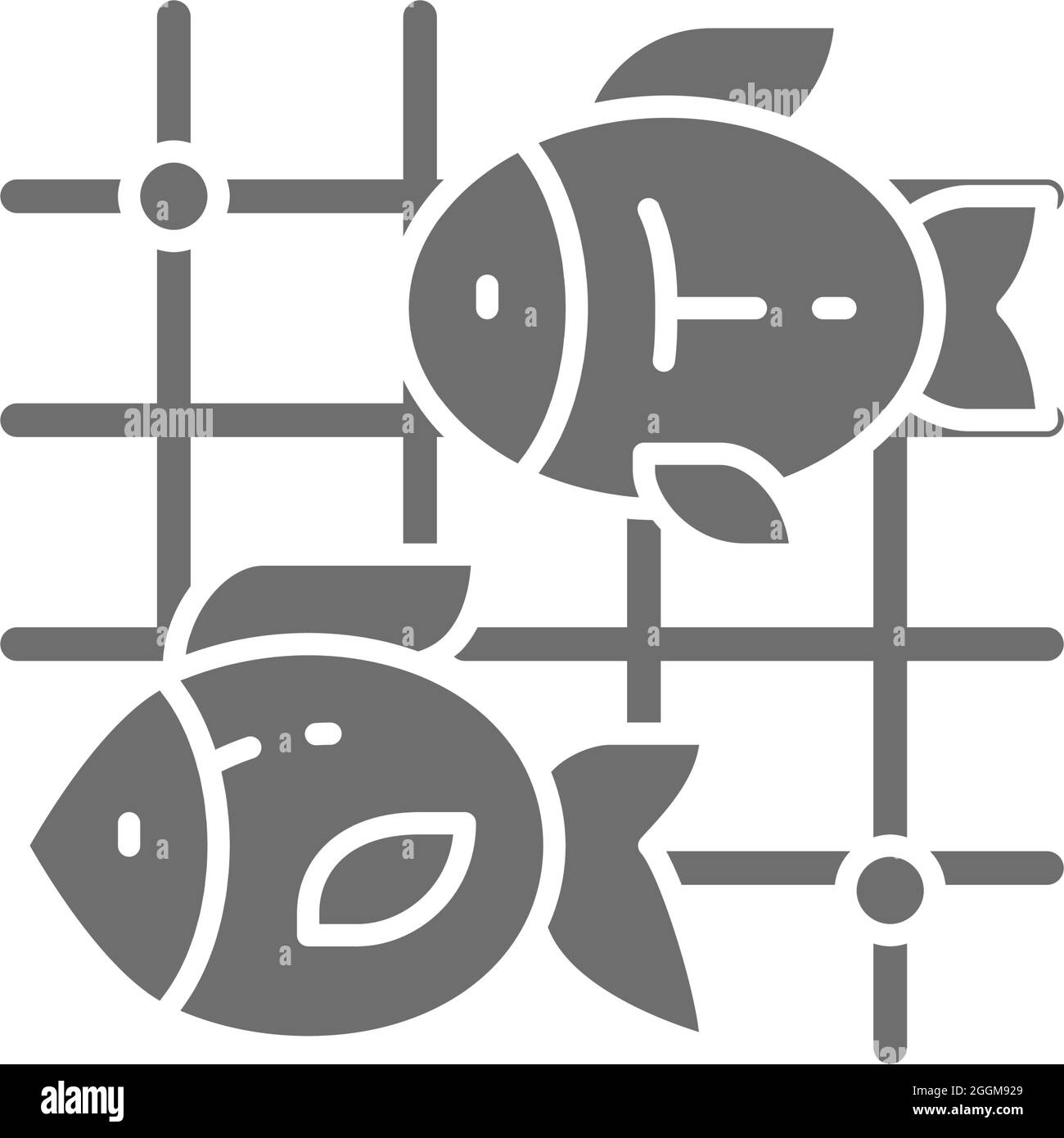 Poisson dans des filets de pêche icône grise. Isolé sur fond blanc Illustration de Vecteur
