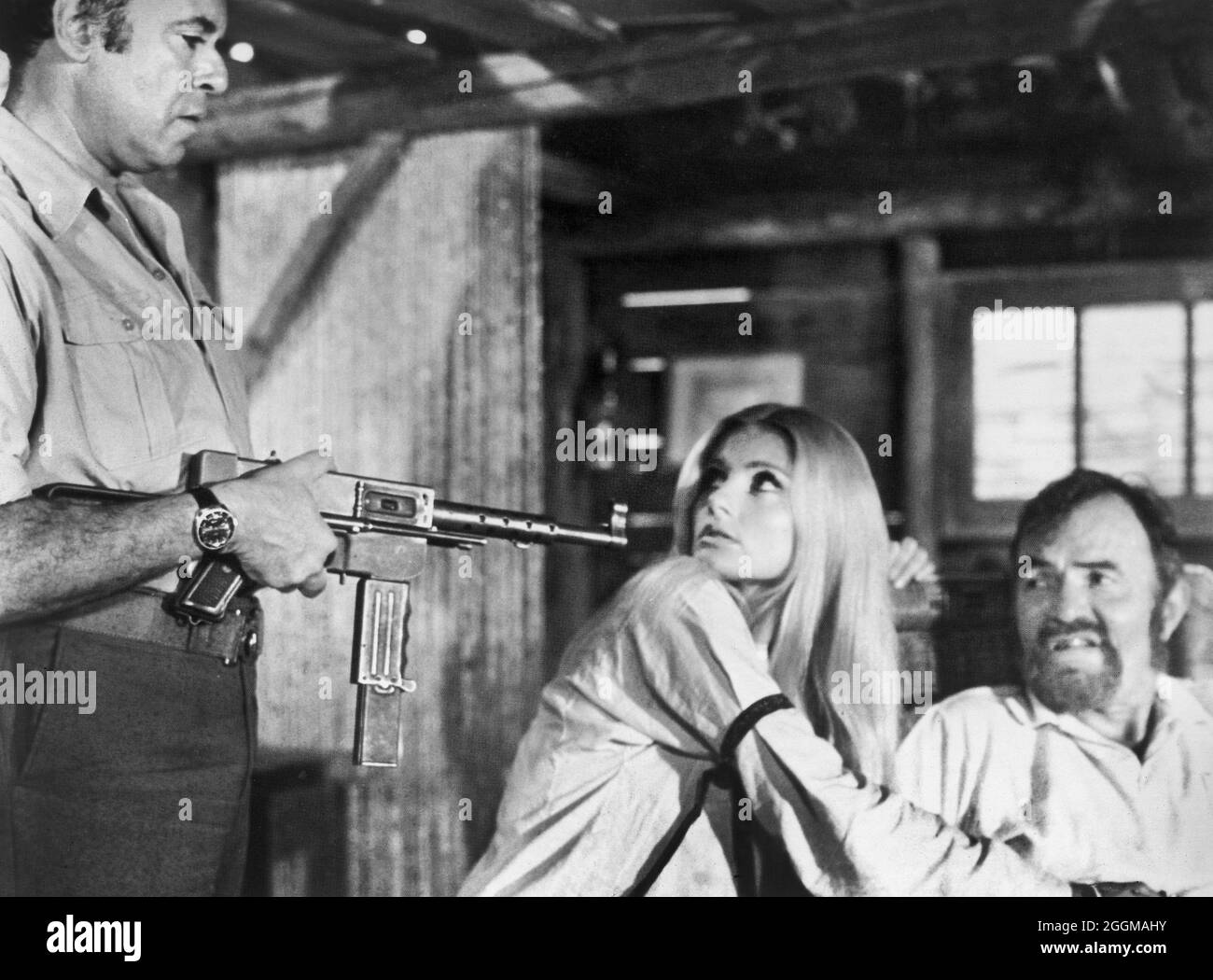 Jean Togart, Jill Ireland, James Mason, sur le tournage du film franco-italien, « Cold Sweat », titre original : « la partie des copains », Emerson, 1970 Banque D'Images