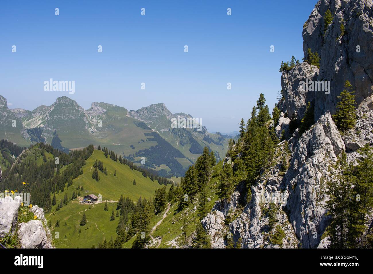 Région de Gastlosen. Mountain Lodge Soldatenhaus. Canton de Fribourg. alpes suisses. Banque D'Images