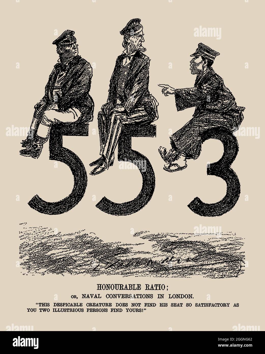 Ratio honorable ou conversations navales à Londres. (Poinçon). Musée : COLLECTION PRIVÉE. Auteur: Leonard Raven-Hill. Banque D'Images