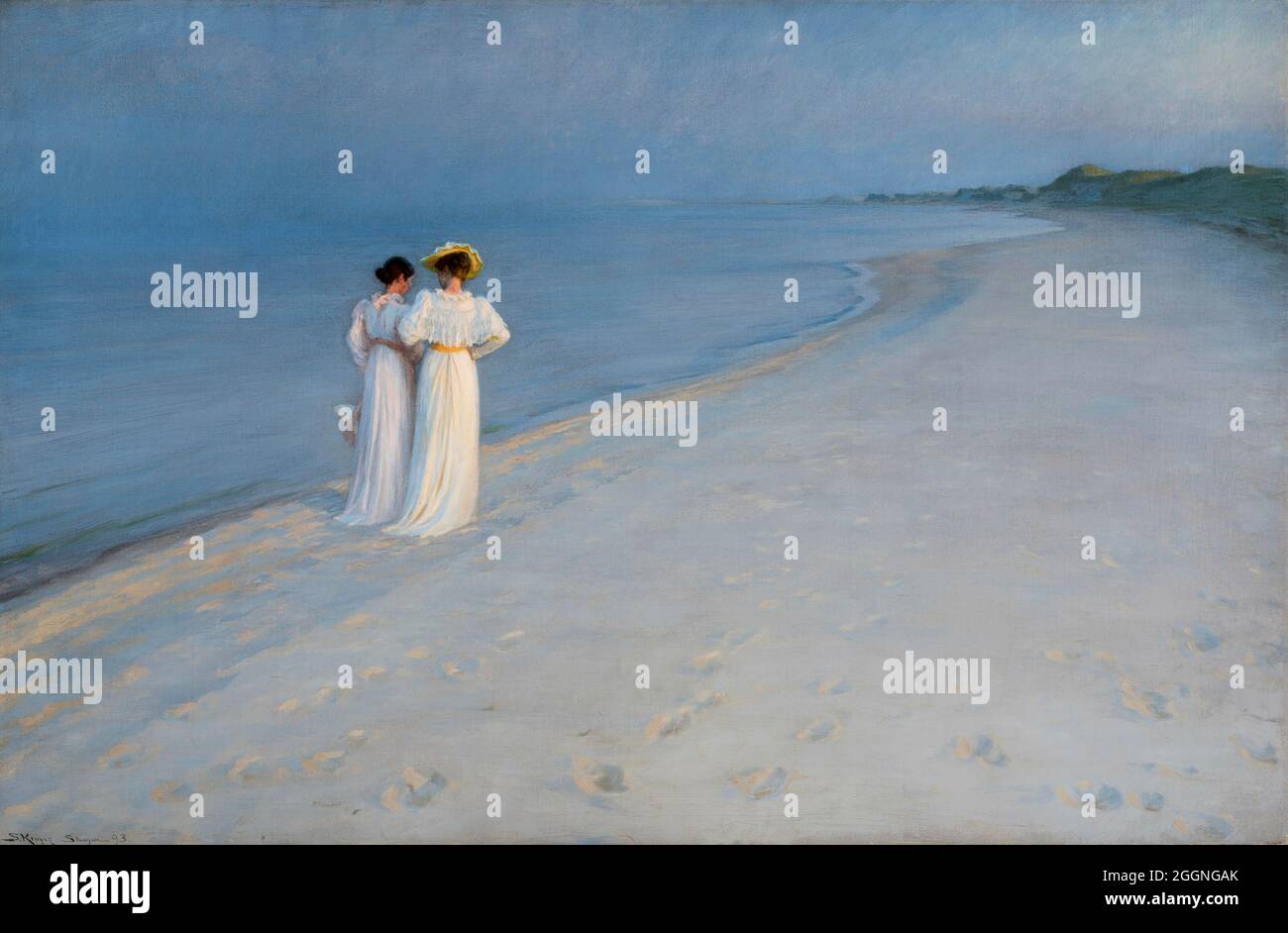 Soirée tranquille sur la plage du sud de Skagen. Musée: Skagens Kunstmuseer. Auteur: Peder Severin Krøyer. Banque D'Images