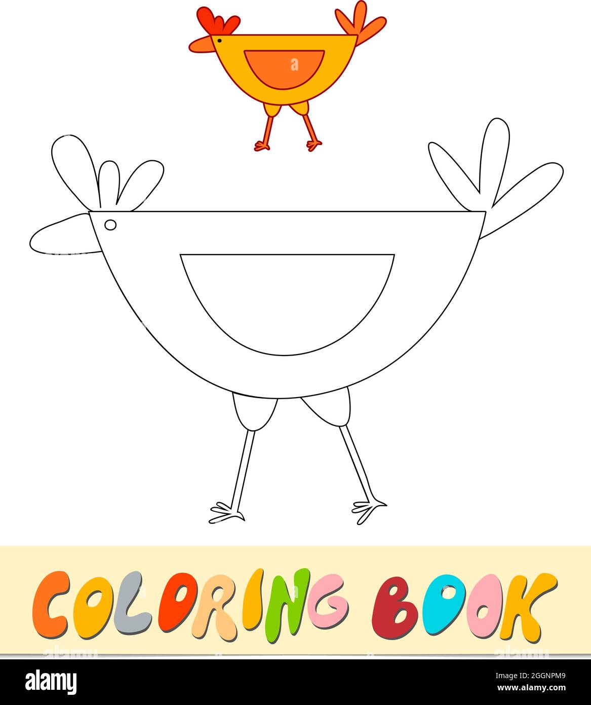 Livre de coloriage ou page pour enfants. Illustration vectorielle noir et blanc de poulet Illustration de Vecteur