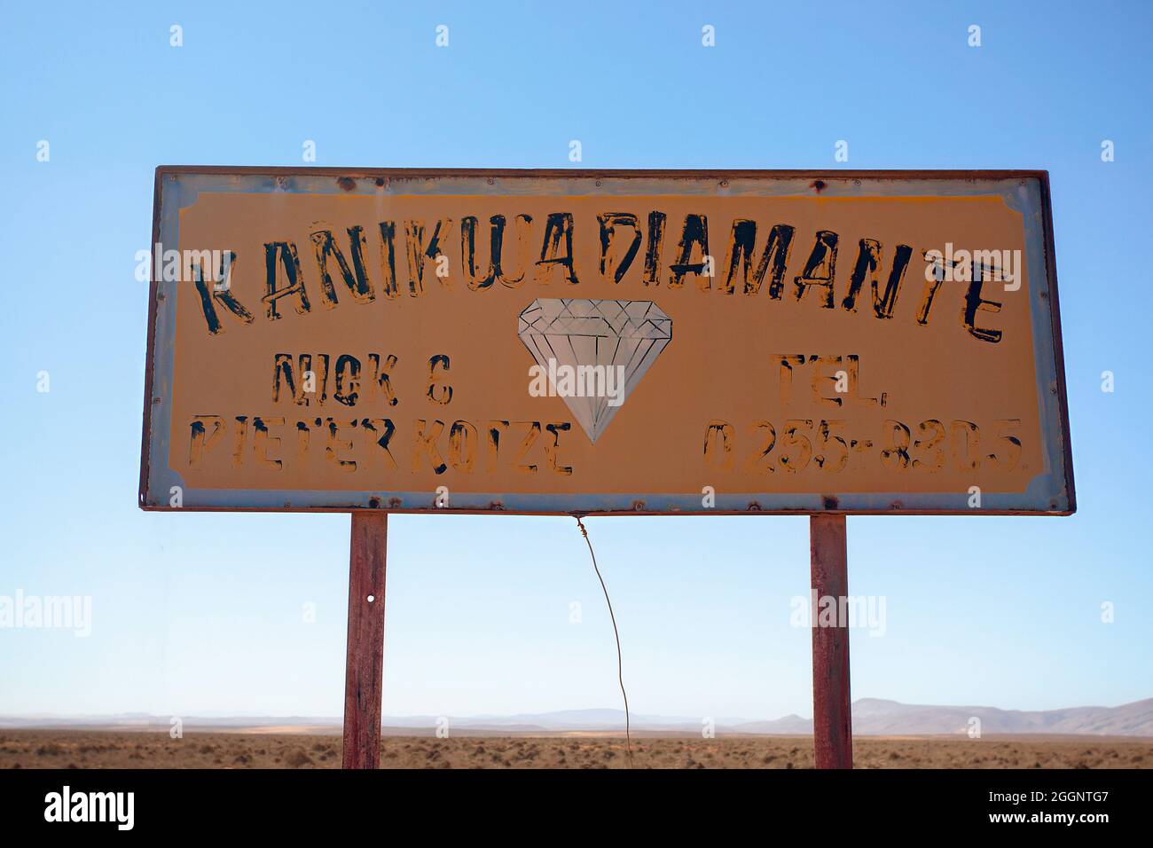 Kanikwa Diamante : un signe altéré dans le soleil de Namaqualand Banque D'Images