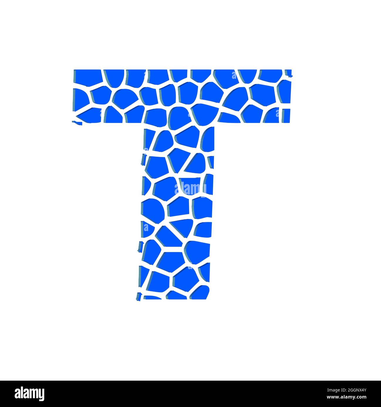 Lettre majuscule T bleu 3D abstrait texture magnifique fond blanc Banque D'Images