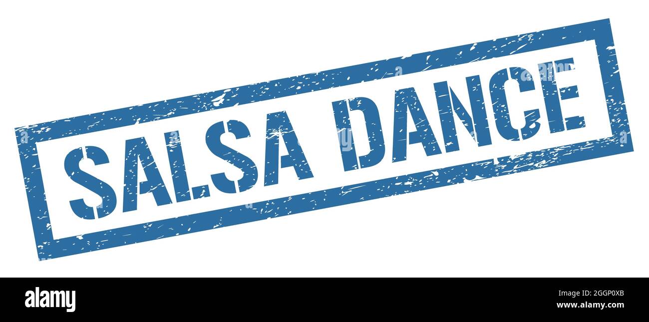 SIGNE de timbre rectangulaire BLEU DE SALSA DANCE grungy. Banque D'Images