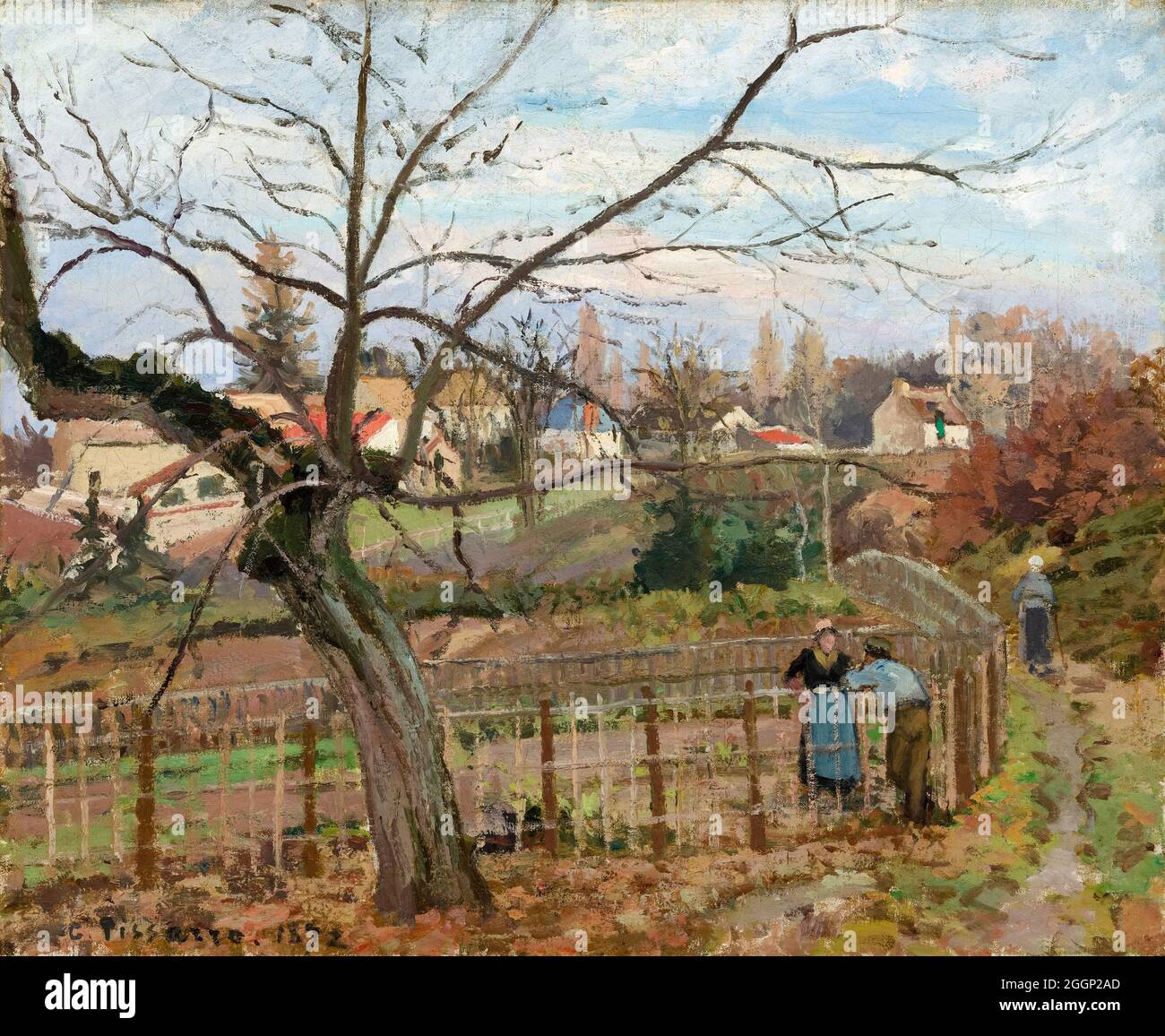 Camille Pissarro, la Fence, peinture de paysage, 1872 Banque D'Images