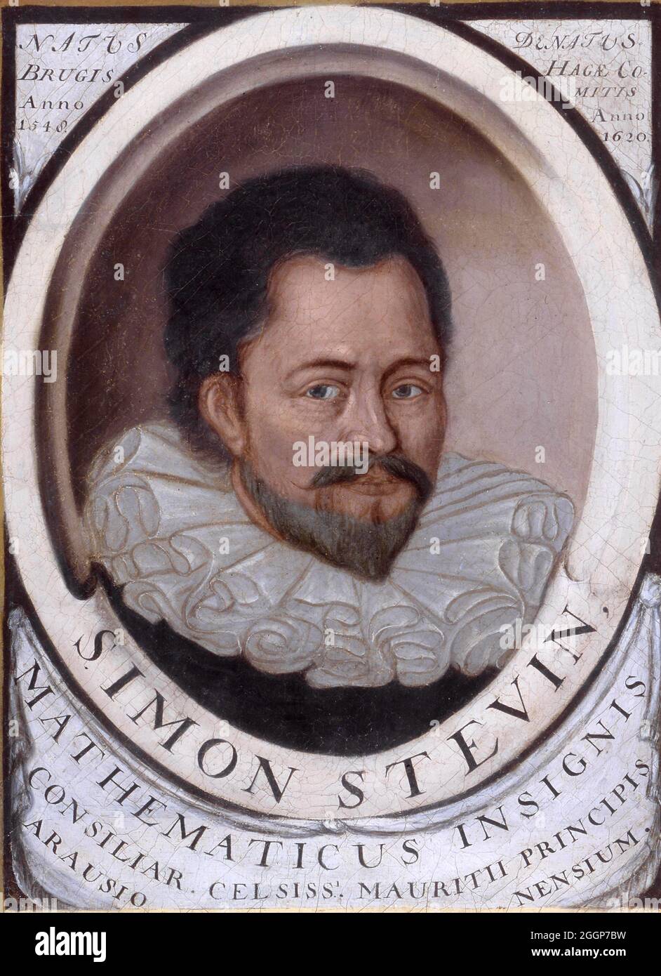 Simon Stevin (1548-1620), parfois appelé Stevinus, était un mathématicien, physicien et ingénieur militaire flamand. Couleurs améliorées. Banque D'Images