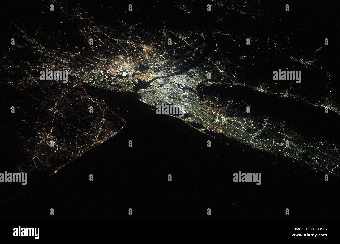 La ville de New York et ses banlieues illuminent le nord-est de l'U. Banque D'Images