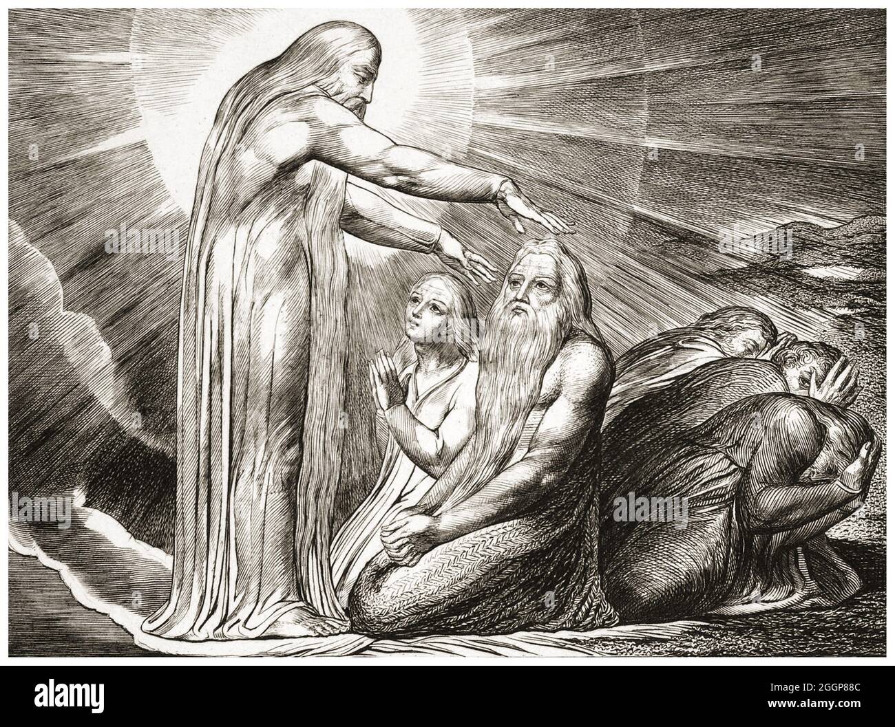 "La vision de Dieu" de William Blake "illustrations du Livre du travail", une série de gravures publiées en 1825. Banque D'Images
