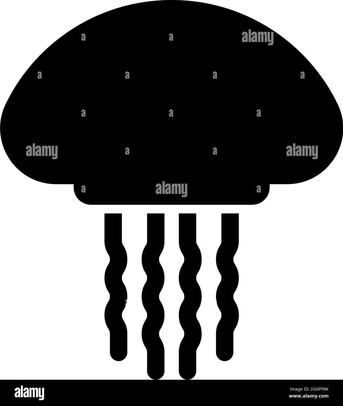 Méduse animal marin sous-marin icône noir couleur vecteur illustration plat style simple image Illustration de Vecteur