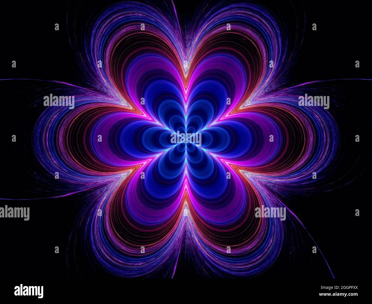 Fleur de mandala lumineuse avec motif concentrique sur les pétales - illustration 3d abstraite Banque D'Images