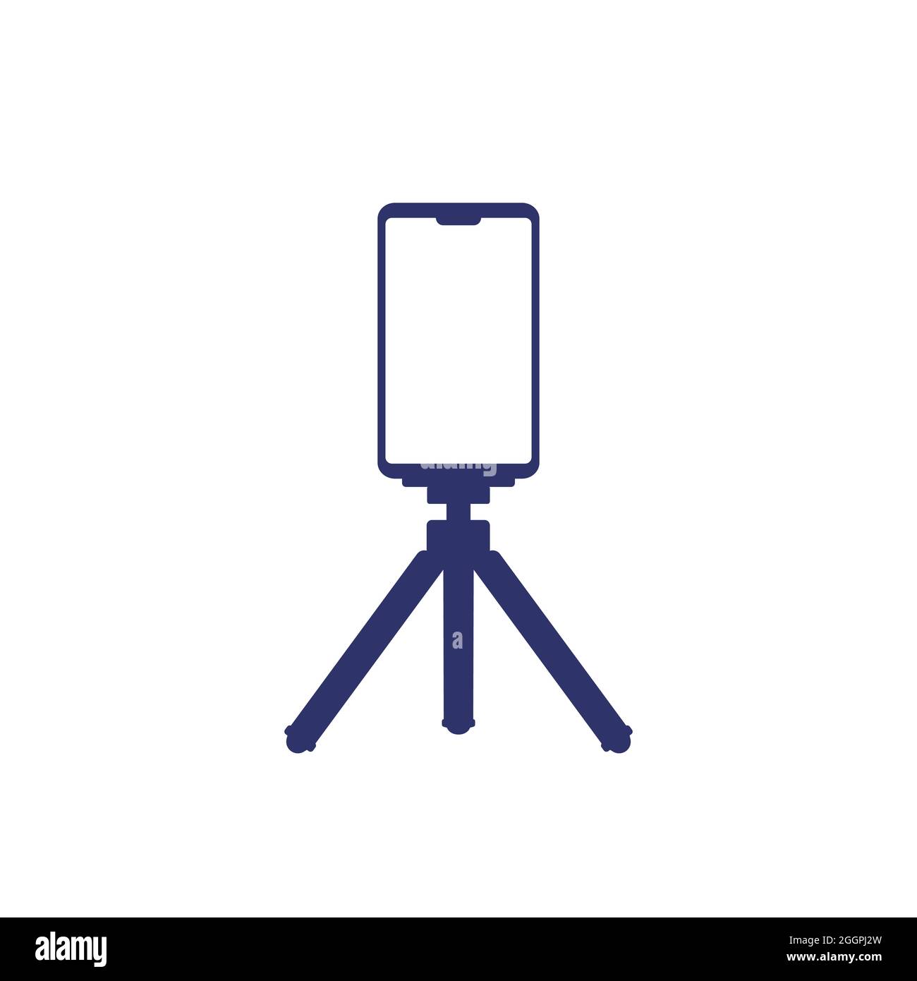 téléphone portable sur trépied, icône en blanc Illustration de Vecteur