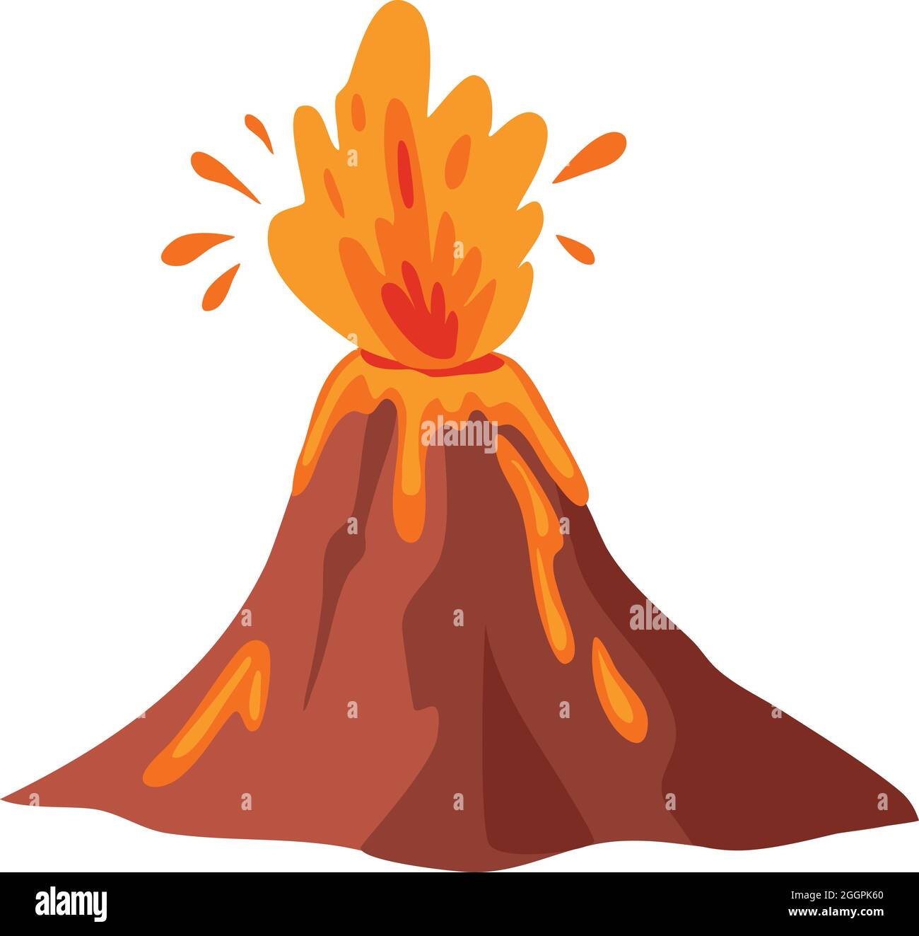 Vecteur de dessin animé d'icône Volcano. Magma lave Illustration de Vecteur