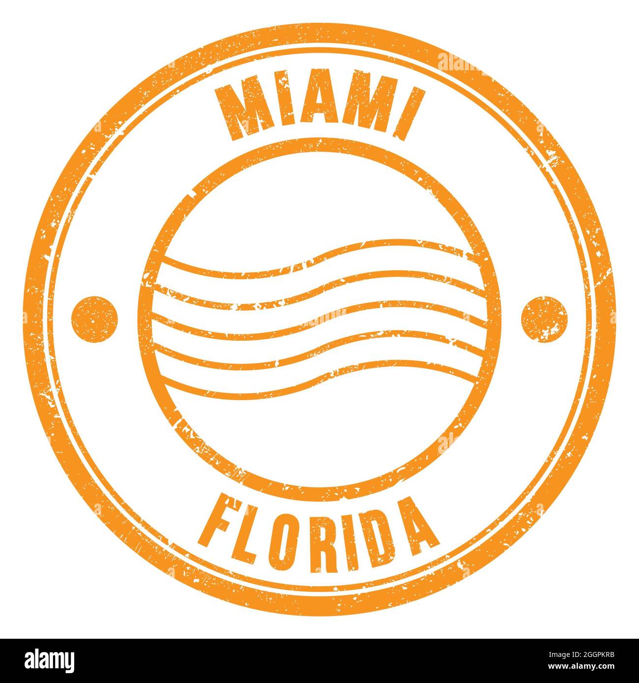MIAMI - FLORIDE, mots écrits sur timbre postal rond orange Banque D'Images