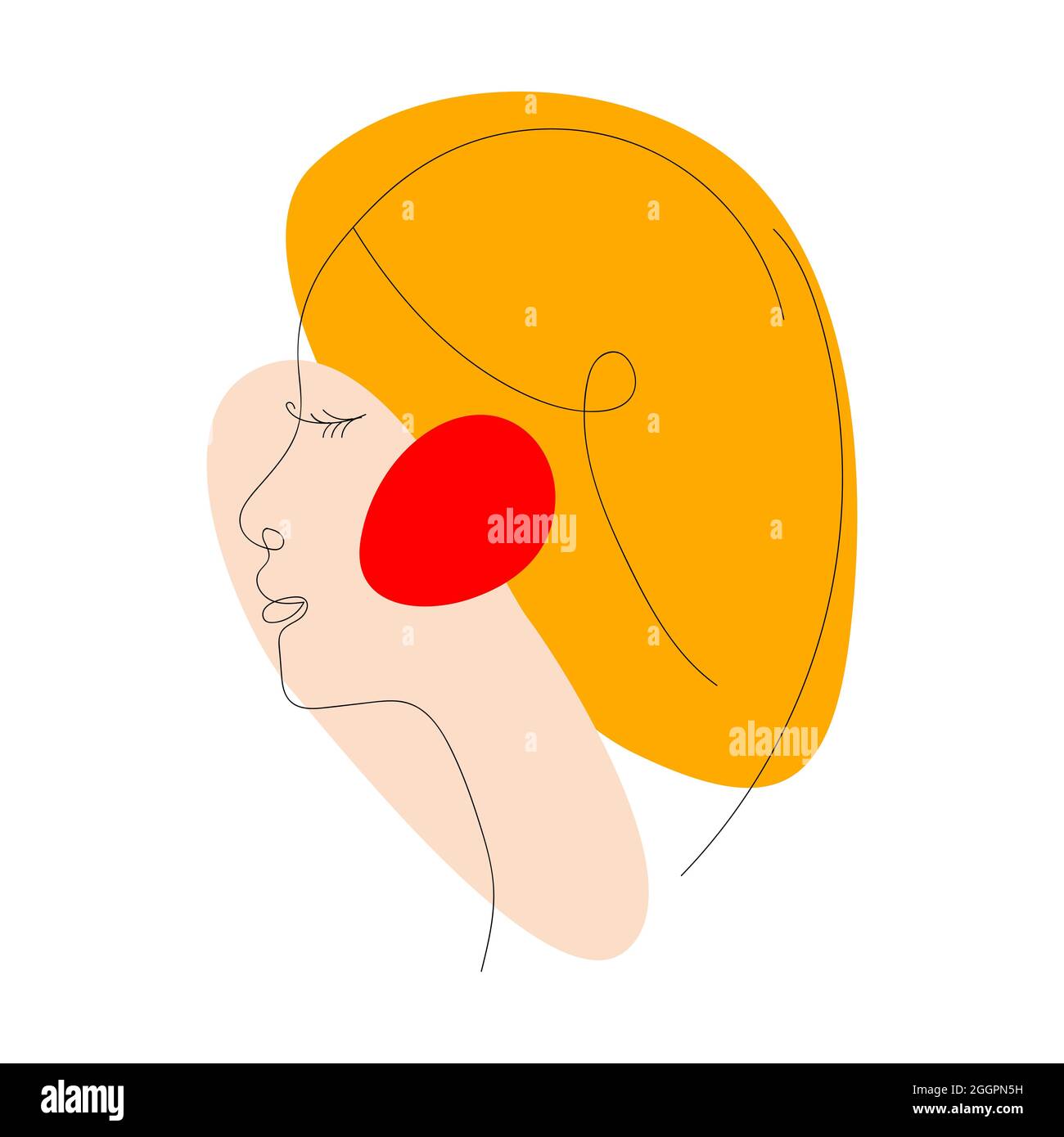 Une femme au visage calme et aux taches abstraites de couleur. Illustration vectorielle du portrait féminin moderne. Illustration de Vecteur