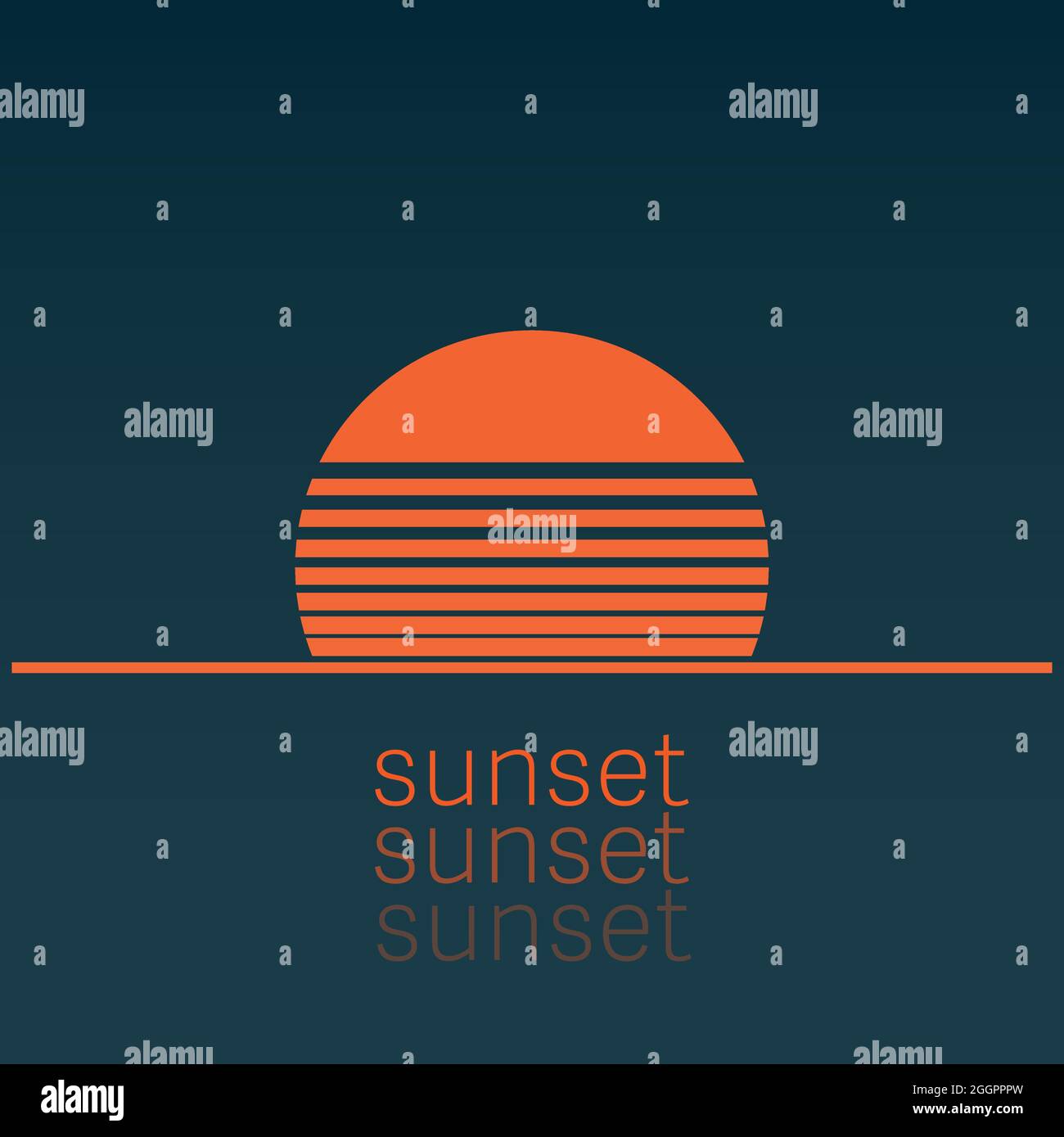 icône de coucher de soleil orange et bleu abstrait, illustration vectorielle Illustration de Vecteur