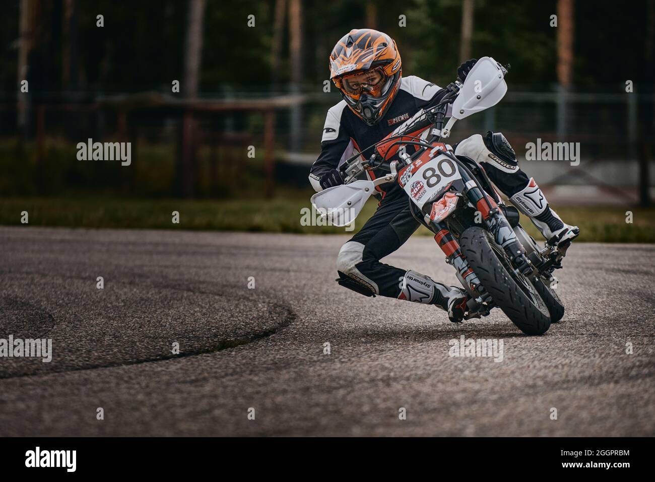 10-05-2021 Lituanie, Kaunas MotoGP pilote, moto-cycliste à vélo de sport rapide. Banque D'Images