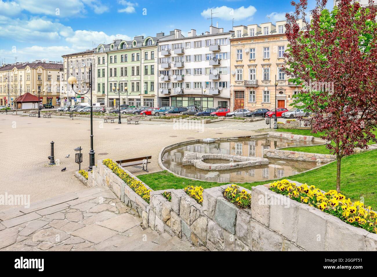 La place de l'indépendance dans le quartier de Podgorze à Cracovie, en Pologne. Banque D'Images