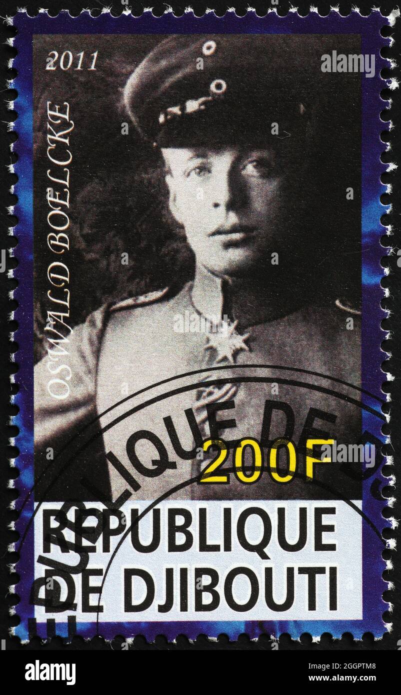 Aviator Oswald Boelcke sur timbre-poste Banque D'Images