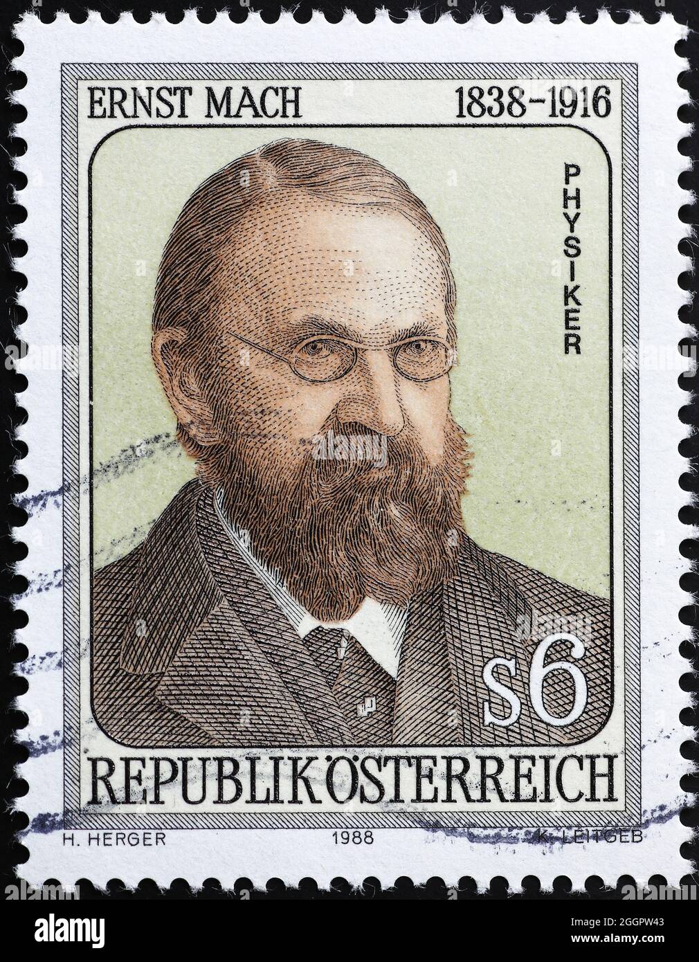Portrait d'Ernst Mach sur timbre-poste autrichien Banque D'Images