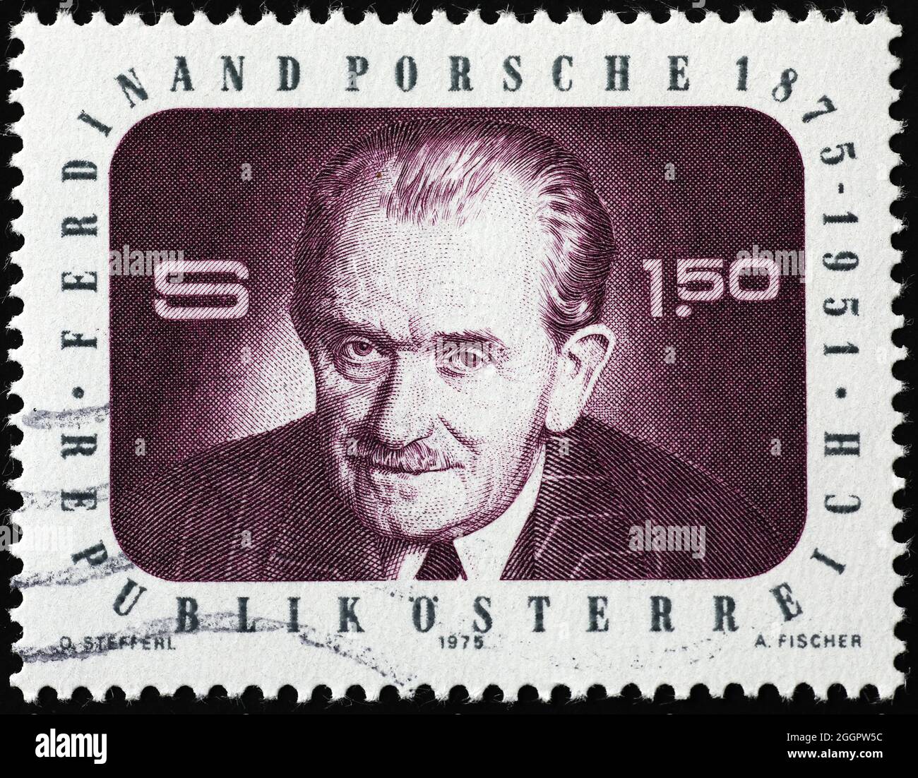 Portrait de Ferdinand Porsche sur timbre-poste Banque D'Images