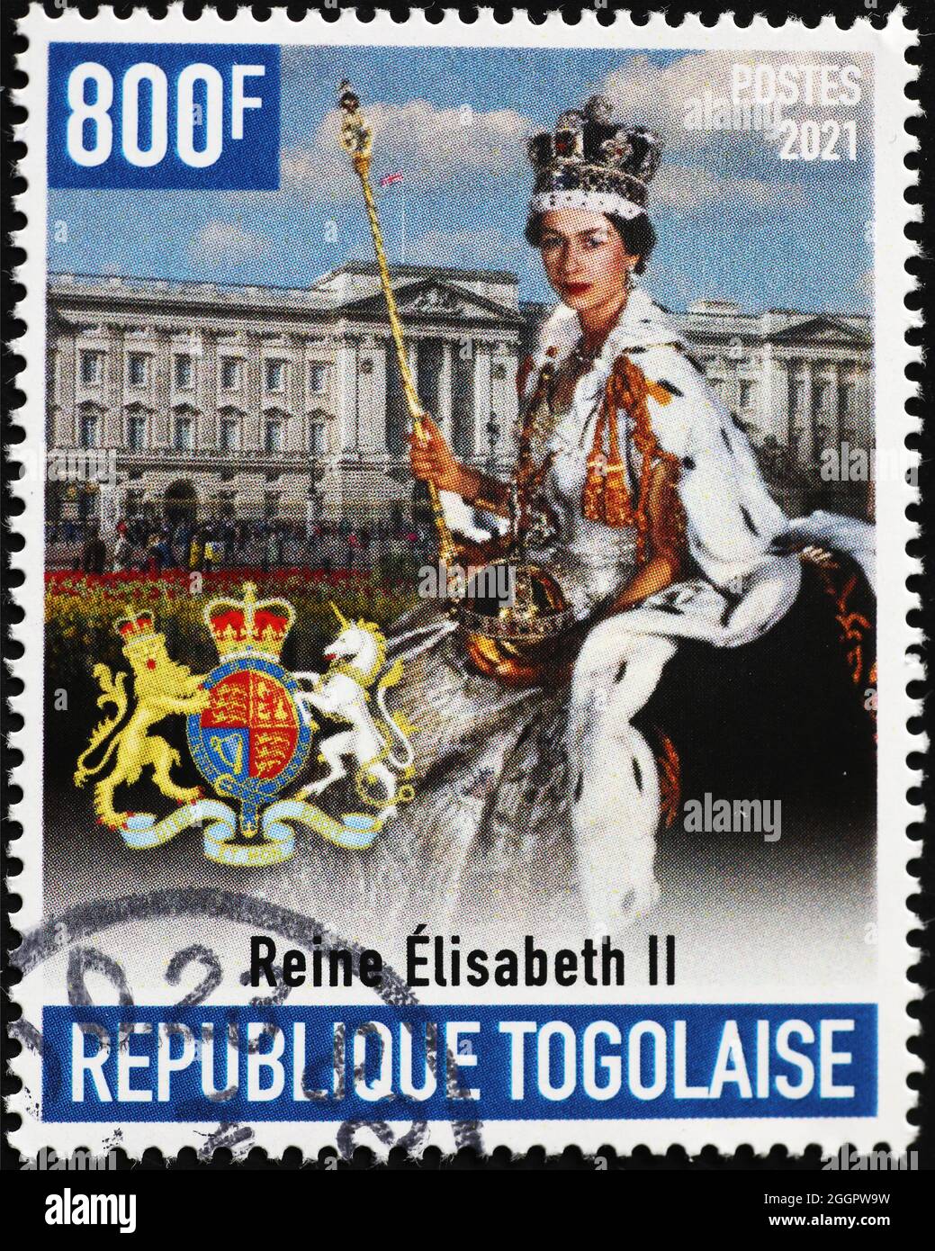 Sa Majesté la reine Elisabeth II sur timbre-poste Banque D'Images