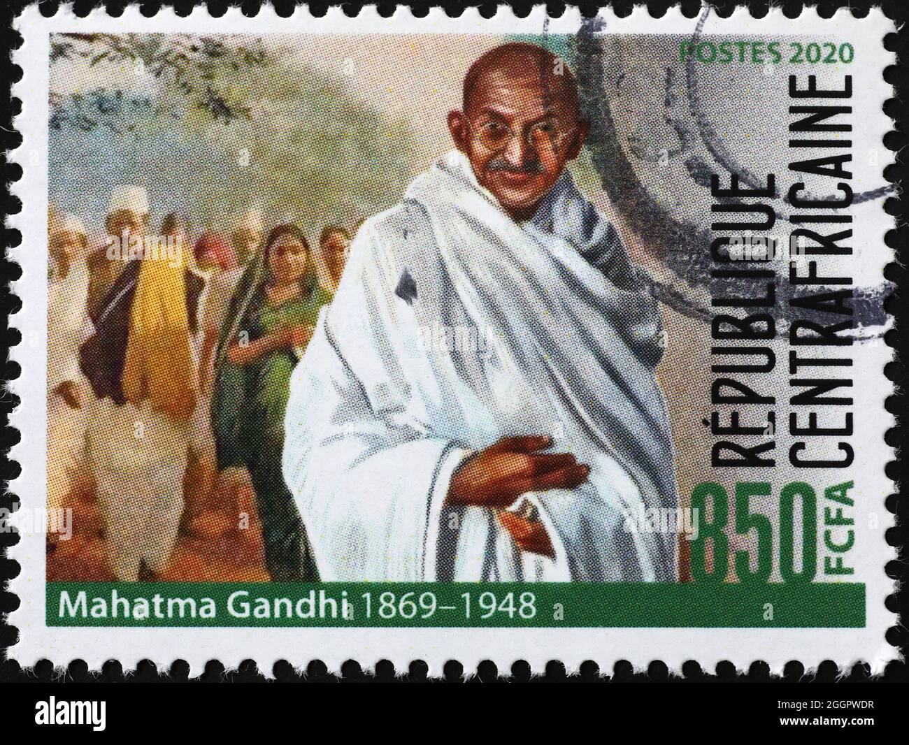 La célébration du Mahatma Gandhi sur le timbre-poste africain Banque D'Images