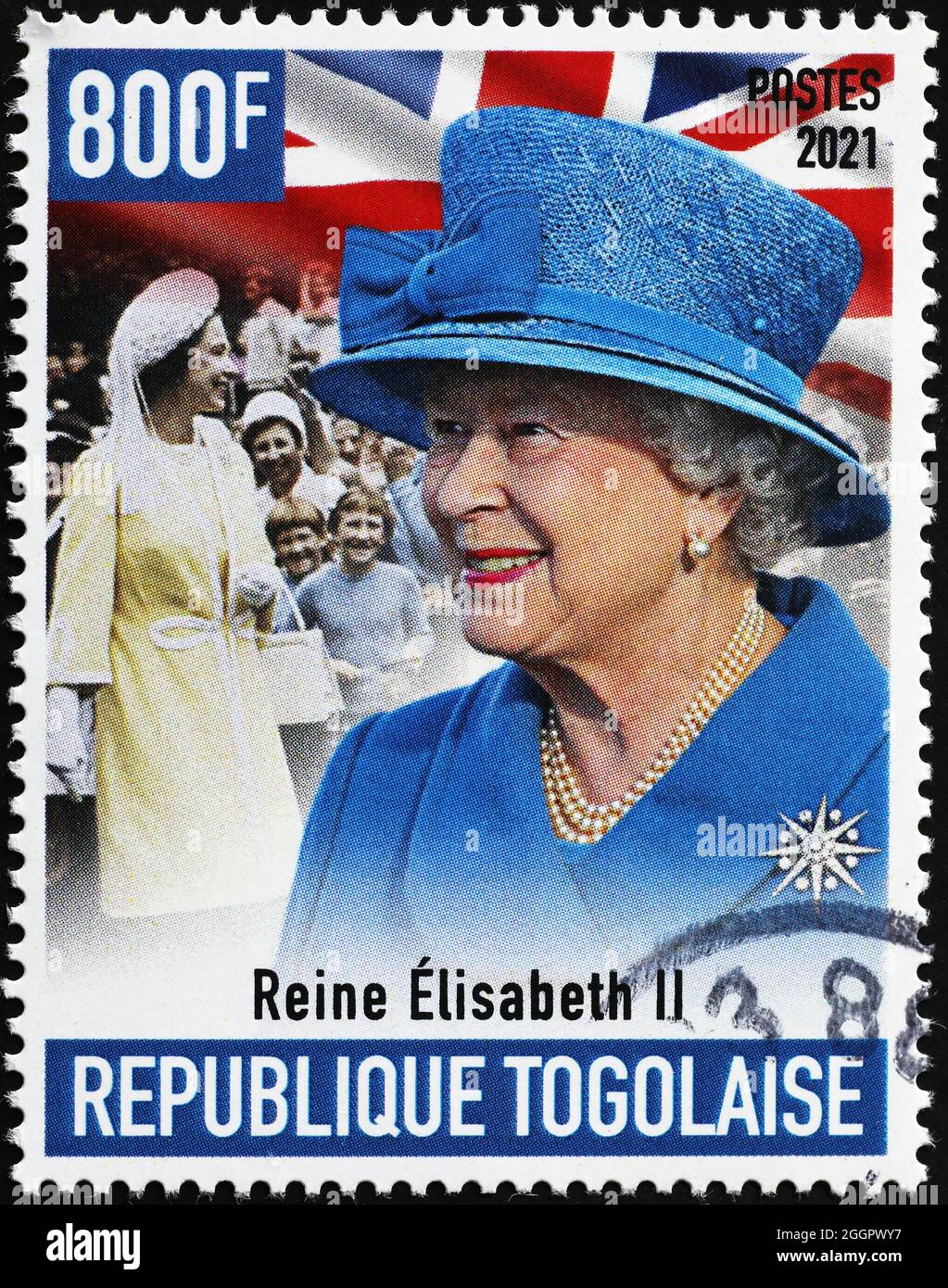 Portrait de la reine Elisabeth II sur le timbre Banque D'Images