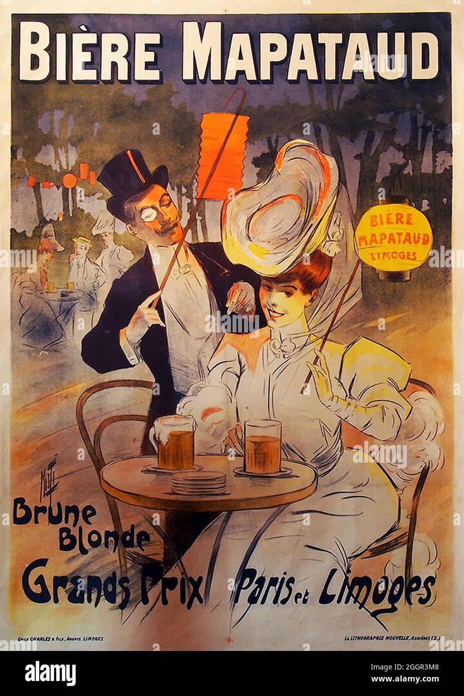 * cliquez sur affiche alcool français vintage - affiche alcool français vintage - bières MapaMaud, 1900 Banque D'Images