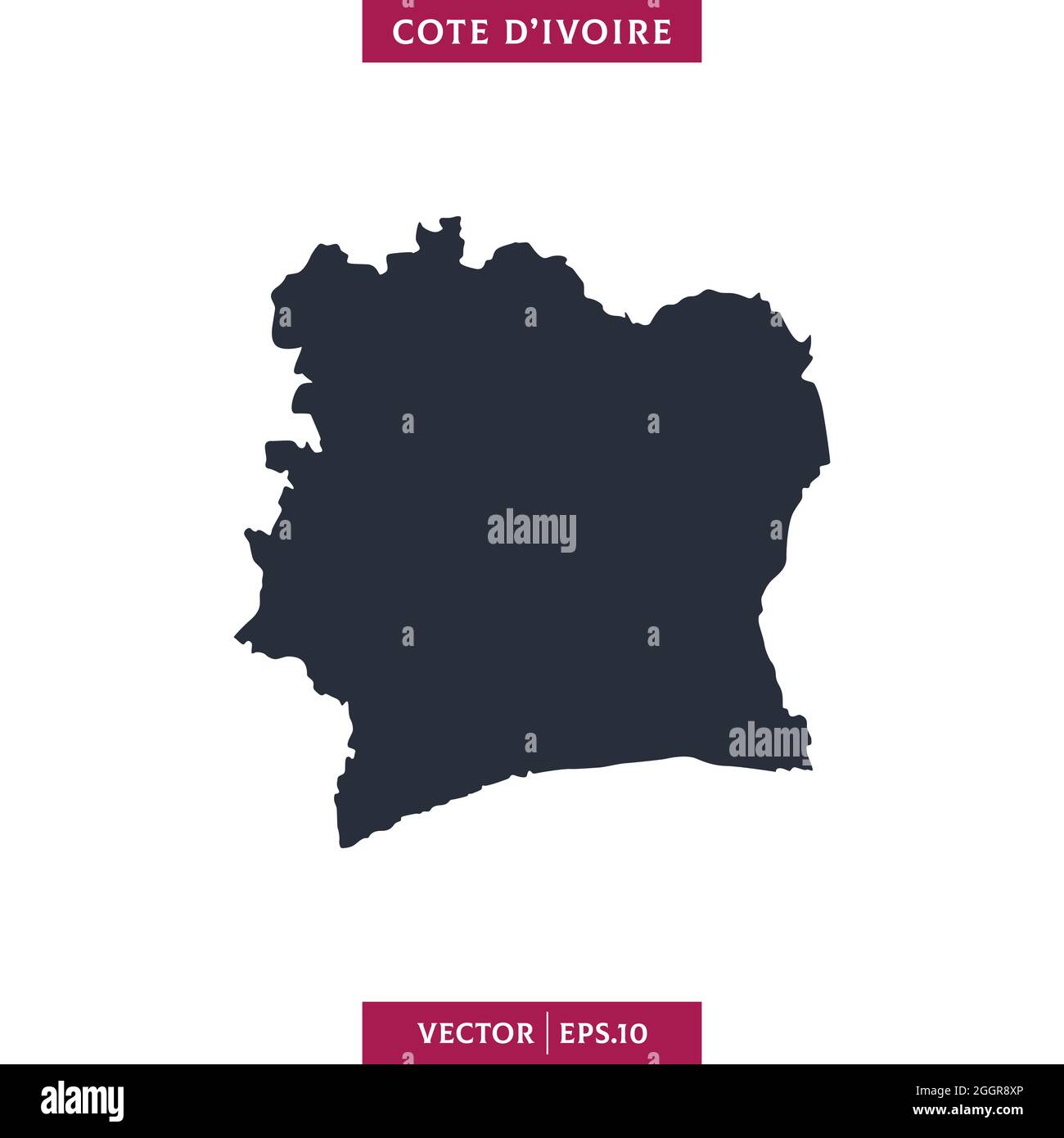 Carte détaillée de la Côte d'Ivoire vecteur modèle d'illustration de stock. Vecteur eps 10. Illustration de Vecteur