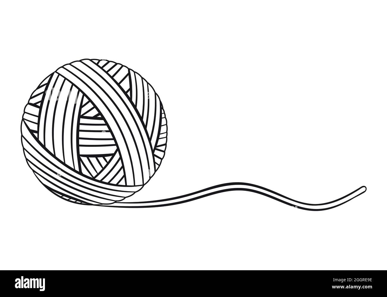 Icône en forme de boule de fil. Filament en clew rond pour aiguilles à tricoter, crochet. Laine skein fibre, couture, tricot tricoté en maille vecteur de ligne de matériau fait à la main Illustration de Vecteur
