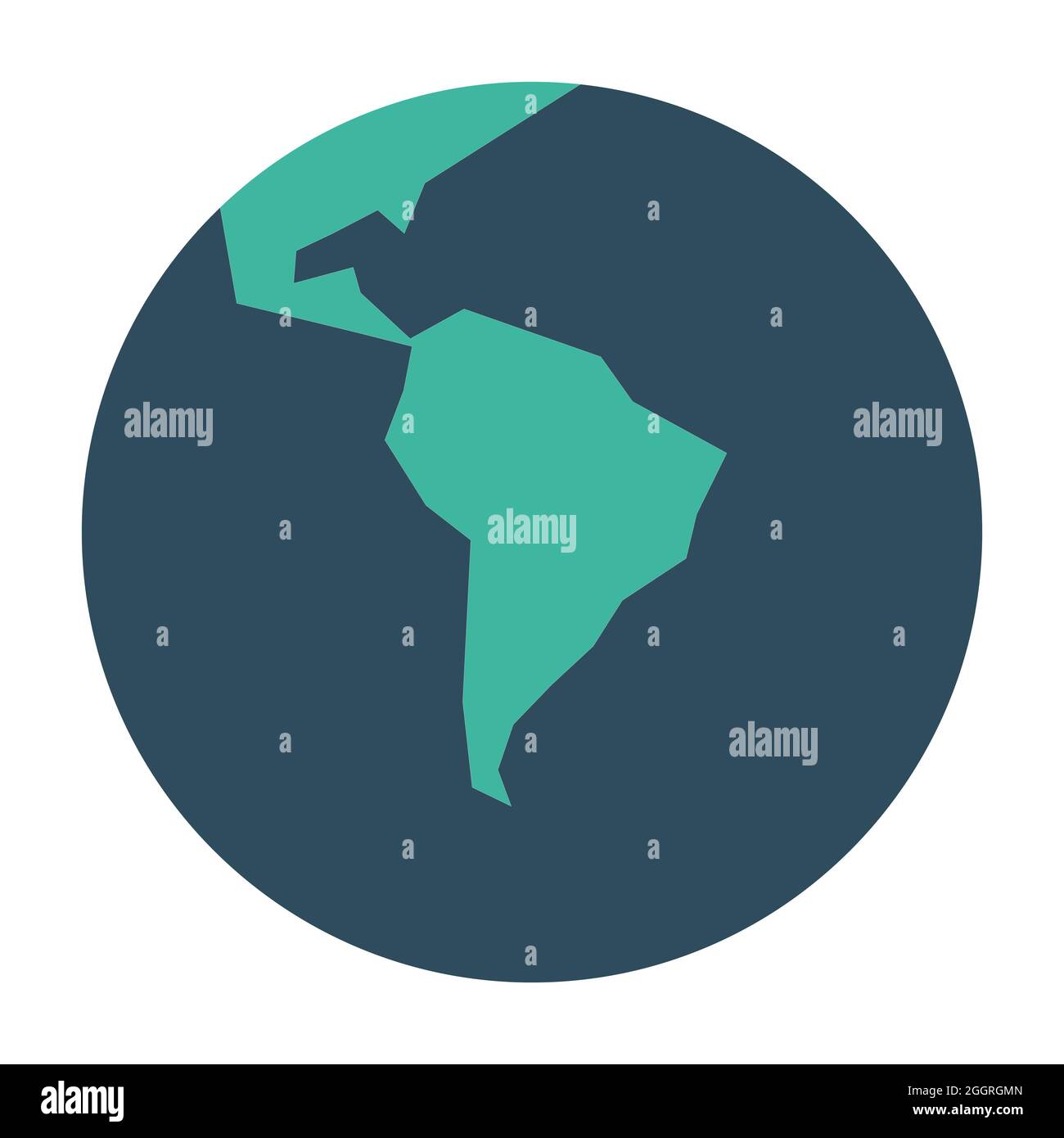 Globe terrestre simplifié avec carte du monde axée sur l'Amérique du Sud. Illustration vectorielle. Illustration de Vecteur