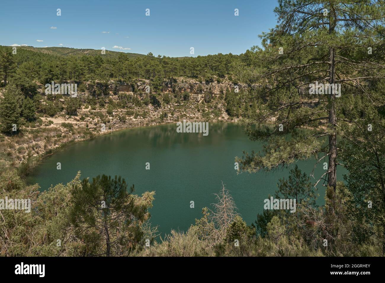 Lagunas de Cañada del Hoyo Monument naturel, cavités naturelles ou torcas d'origine karstique dans la province de Cuenca, Castilla la Mancha, Espagne, Europe Banque D'Images