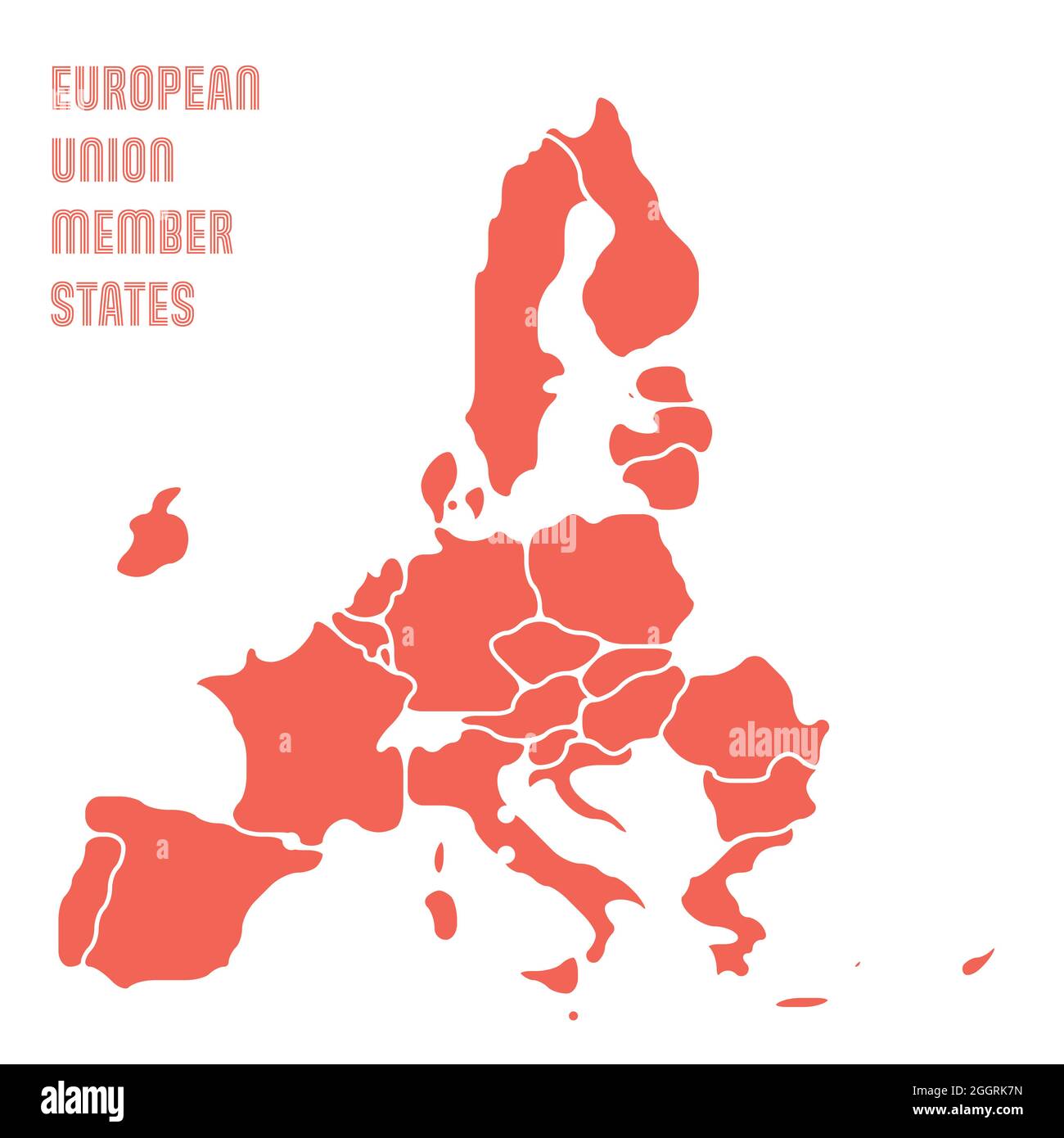Carte Simplifiee De L Ue De L Union Europeenne Formes Arrondies Des Etats Avec Bordure Lissee Carte Vectorielle Simple Et Vierge Rouge Image Vectorielle Stock Alamy